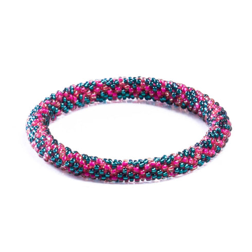 Jungle Framboise | Bracelet de perles de verre de l'Himalaya